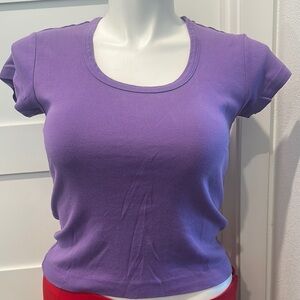 Mossimo Purple Cap Sleeve Fitted Tee